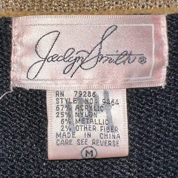 Vintage Jaclyn Smith Black Gold Metallic Floral Knit Sweater Vest Size M - Picture 2 of 11